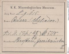 Etiketten zu Quarz (Chalcedon) (NHMW-MIN-Ag615)